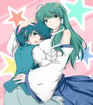  bad_id bad_pixiv_id green_eyes green_hair heterochromia hug kochiya_sanae meso_(gjmeso) multiple_girls tatara_kogasa touhou 