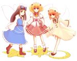  crescent_moon dress fairy luna_child matsumoto_ryou moon multiple_girls star star_sapphire sun sunny_milk touhou wings 