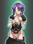  android aqua_eyes bad_id bad_pixiv_id blue_hair blush kikai_jikake_no_marian marian_(kikai_jikake_no_marian) open_clothes panties rohitsuka side-tie_panties skirt skirt_pull solo underwear undressing 