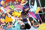  2girls brief_(psg) car chuck_(psg) coin garterbelt_(psg) ground_vehicle gun halo hummer motor_vehicle multiple_boys multiple_girls panty_&amp;_stocking_with_garterbelt panty_(psg) see-through_(psg) soxy stocking_(psg) sword weapon 