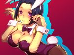  animal_ears arumaji_(kiss_kill_lila) bad_id bad_pixiv_id black_hair breasts bunny_ears bunnysuit cleavage idolmaster idolmaster_(classic) idolmaster_2 large_breasts miura_azusa pantyhose purple_eyes short_hair solo 