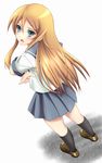  bad_id bad_pixiv_id blonde_hair blue_eyes creep dutch_angle highres kousaka_kirino long_hair looking_back ore_no_imouto_ga_konna_ni_kawaii_wake_ga_nai school_uniform serafuku solo 