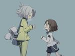  1girl ahoge araya_konko bad_id bad_pixiv_id bag blush bob_cut breath brown_hair fubuki_shirou hakuren inazuma_eleven inazuma_eleven_(series) running scarf white_hair yokoe_(mealtime) 