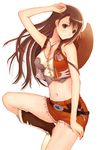  alternate_costume bad_id bad_pixiv_id boots brown_hair cutoffs final_fantasy final_fantasy_vii fringe_trim hat hijiri_ruka long_hair midriff navel shorts solo stomach tifa_lockhart 