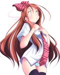  bad_id bad_pixiv_id brown_eyes brown_hair highres idolmaster idolmaster_(classic) idolmaster_2 long_hair minase_iori natsu_(anta_tte_hitoha) necktie panties solo striped striped_panties thighhighs underwear |_| 