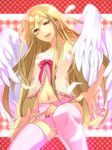  afuro_terumi bad_id bad_pixiv_id blonde_hair garter_belt inazuma_eleven inazuma_eleven_(series) lingerie male_focus matsuo_shin multiple_wings otoko_no_ko red_eyes solo thighhighs underwear undressing wings 