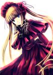  abudala blonde_hair blue_eyes bonnet bow dress frills long_hair rozen_maiden shinku solo twintails very_long_hair 