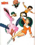  green_hair horns legs long_hair lum moroboshi_ataru oni sakuranbou scan short_hair smile ten_(urusei_yatsura) thighs urusei_yatsura 