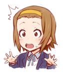  1girl blazer brown_eyes brown_hair chibi face ha-ru hairband jacket k-on! portrait short_hair sketch solo surprised tainaka_ritsu 