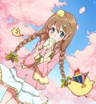  bird blush braid cherry_blossoms chick galibo heart letter love_letter original precure solo tarano_may_(galibo) twin_braids 