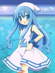  bad_id bad_pixiv_id blue_eyes blue_hair dress hat ikamusume long_hair mikurun shinryaku!_ikamusume solo 