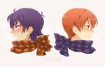  angel_beats! breath brown_eyes brown_hair male_focus miyuu_(crazy_lollipop) multiple_boys noda_(angel_beats!) otonashi_(angel_beats!) plaid plaid_scarf profile purple_hair scarf 