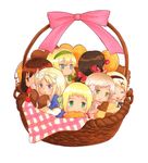  axis_powers_hetalia bad_id bad_pixiv_id basket belarus_(hetalia) belgium_(hetalia) blue_eyes blush checkerboard_cookie closed_eyes cookie eating food ginjirou_(930) green_eyes green_hairband hairband hungary_(hetalia) liechtenstein_(hetalia) multiple_girls seychelles_(hetalia) simple_background taiwan_(hetalia) ukraine_(hetalia) white_background 