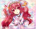  blush dress headdress kousetsu long_hair red_eyes red_hair rune_factory rune_factory_3 solo toona wedding_dress 