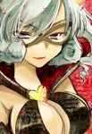  arika_(sui_menka) arsene bad_id bad_pixiv_id breasts cape cleavage heart henriette_mystere large_breasts lipstick makeup mask silver_hair solo tantei_opera_milky_holmes 