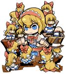  alice_margatroid blonde_hair blue_eyes bow capelet character_doll doll dress hair_bow hair_ribbon hairband hat hounori kirisame_marisa multiple_girls revision ribbon shanghai_doll short_hair touhou wings witch witch_hat yellow_eyes 