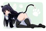  animal_ears ass bad_id bad_pixiv_id black_hair black_legwear blush cat_ears cat_tail gokou_ruri hairband imai_kazunari long_hair looking_back mole mole_under_eye no_panties open_mouth ore_no_imouto_ga_konna_ni_kawaii_wake_ga_nai paw_pose red_eyes solo tail thighhighs 