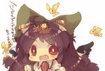  bad_id bad_pixiv_id bird brown_hair chibi egg fang long_hair masirosu nest red_eyes reiuji_utsuho solo touhou wings 