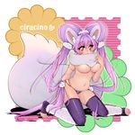  animal_ears bahun_uni bare_shoulders blush breasts chillaccino cinccino female full_body gijinka heart hearts kneeling long_hair moemon navel no_nipples open_mouth panties personification pink_eyes pink_hair pixiv_thumbnail pokemon pokemon_(game) pokemon_black_and_white pokemon_bw resized solo tail thighhighs underboob underwear white_background 