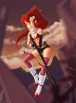  gun red_hair tengen_toppa_gurren-lagann tengen_toppa_gurren_lagann weapon yellow_eyes yoko_littner yoko_ritona 