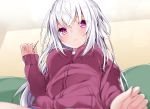  breasts kamioka_shun&#039;ya long_hair original purple_eyes shiori_(kamioka_shun&#039;ya) white_hair 