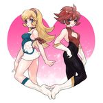  blonde_hair blue_eyes boots cutie_honey cutie_honey_(character) cutie_honey_flash dual_persona headband kisaragi_honey magical_girl multiple_girls nitako red_hair 