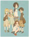  ana_coppola animal bad_id bad_pixiv_id bag basket blonde_hair blue_eyes brown_eyes brown_hair capri_pants chin_rest cigarette denim denim_skirt dress ferret hair_bobbles hair_ornament hair_ribbon hairband halo hood hoodie ichigo_mashimaro itou_chika itou_nobue john john_(ichigo_mashimaro) kamo_(shiraokamo) kneehighs long_hair matsuoka_miu messenger_bag moccasins multicolored_hair multiple_girls pants polka_dot ribbon sakuragi_matsuri short_hair shoulder_bag siblings side_ponytail silver_hair sisters skirt smoke smoking squatting striped twintails two-tone_hair 