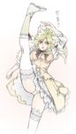  animal_ears axe_kick blonde_hair dissidia_final_fantasy dress final_fantasy final_fantasy_vii final_fantasy_vii_advent_children first_ken high_kick kicking kneepits long_hair open_mouth orange_eyes panties pantyshot personification shinzui_(fantasysky7) short_hair simple_background solo thighhighs underwear upskirt white_legwear white_panties wolf_ears 