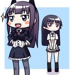  :d animal_ears apron bangs black_hair blunt_bangs blush_stickers cat_ears cosplay costume_switch crossover dress gokou_ruri gothic_lolita lolita_fashion moja_(gibson) multiple_girls open_mouth ore_no_imouto_ga_konna_ni_kawaii_wake_ga_nai pantyhose purple_eyes purple_hair red_eyes skirt smile sparkle working!! yamada_aoi 