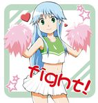  blue_hair cheerleader green_eyes heart index long_hair midriff navel pom_poms skirt solo to_aru_majutsu_no_index yuuki_sonisuke 