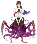  bad_id bad_pixiv_id brown_hair copyright_request monster monster_girl red_eyes shiira skirt slime solo tentacles 