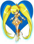  92 blonde_hair blush boots bow cure_sunshine cute gloves hair_ornament heart heartcatch_precure! heartcatch_pretty_cure! highres myoudouin_itsuki precure pretty_cure smile twintails yellow_eyes 