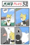  1girl 4koma black_rock_shooter_(character) catstudioinc_(punepuni) comic fish highres kagamine_len thai translated vocaloid 