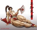  breasts brown_hair extreme_muscles fatal_fury huge_breasts king_of_fighters muscle muscular_female purukogi purukogi_(plasma_beach) shiranui_mai snk 