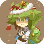  bell blush bow chibi christmas empty_eyes english green_hair grey_eyes long_hair lowres male_focus n_(pokemon) nagasan ornament ornaments otamaro pixiv_thumbnail pokemon pokemon_(game) pokemon_black_and_white pokemon_bw smile solo yuniran 