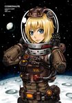  blonde_hair blue_eyes gloves helmet moon original pilot_suit short_hair solo space spacesuit star tony_(chikaku_kabin) 