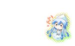  blue_hair chibi dress hat ikamusume shinryaku!_ikamusume taka_(aghalta) white 
