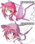  :&lt; animal_ears artist_progress blush hat kuroneko_no_toorimichi mystia_lorelei no_nose pink_eyes pink_hair purple_eyes short_hair touhou wings 