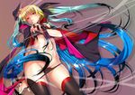  blonde_hair bra breasts cape fate_testarossa jpeg_artifacts mahou_shoujo_lyrical_nanoha mikazuki_akira nipples panties panty_pull ribbons thighhighs twintails underwear 