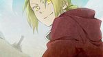  blonde_hair braid cloak coat edward_elric fullmetal_alchemist hood looking_back male_focus ponytail smile solo tame yellow_eyes 