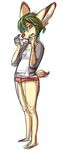  2010 basalt basalt_(character) canine female fennec fox glasses green_hair sketch solo standing underwear white_background 