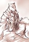  blush canine cuddle cuddling dog duo eyes_closed female fox kubikitsune kubikitsune_(artist) kubikitsune_(character) male mammal monochrome rudolf straight 