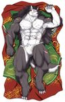  anthro biceps big_muscles canine fundoshi fur juuhati-n looking_at_viewer lying male mammal muscles pecs pose rouen scar shining_(series) shining_force shining_wind solo underwear video_games wolf 