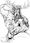  antlers ashlan cum horn horns kupopo male muscles nipples penis precum reclined reclining solo tattoo 