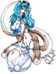  bikini blue_hair breasts female fenrir_lunaris hair looking_at_viewer otter pussy sitting skimpy solo suggestive 