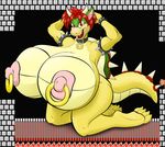  armband bowser breasts collar ear_piercing earring fangs female final_boss hair heavy horns hyper hyper_breasts kneeling koopa mario nintendo nipple_piercing nipple_ring nipples nude open_mouth piercing rape_face red_eyes red_hair reptile scalie short_hair short_red_hair solo spiked_tail spikes super_mario_bros. sylvia_(anjuneko) tail video_games yellow yiffer 