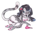  anus breasts feline female grey natasha_cat on_side pussy raised_tail snow_leopard solo tail underwear wink winter 