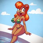  big_breasts bikini breasts clothed clothing female julie_bruin mammal nitro skimpy solo swimsuit tiny_toon_adventures 