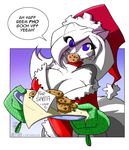  big_breasts blue_eyes breasts chloe chloe_sinclaire christmas cleavage clothed clothing conditional_dnp cookie cookies female hair holidays jollyjack looking_at_viewer mammal skunk solo xmas 