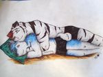  anthro canine cuddle cuddling cute duo feline gay male mammal pillow pillows smile spooning tiger unknown_artist wallpaper white_tiger wolf 